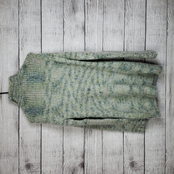 RARE Free People Wool Green Blue Vintage Cardigan Sweater - Picture 2 of 4